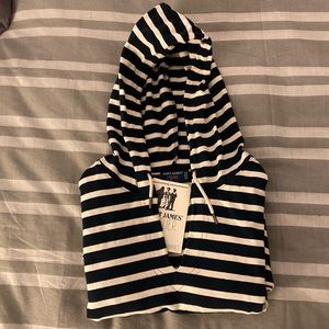 Saint James navy striped hooded top